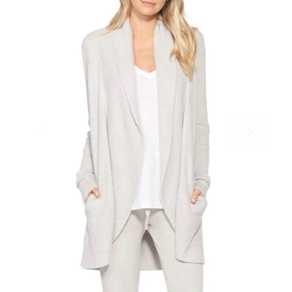 NWOT Barefoot Dreams CozyChic Lite Circle SILVER Cardigan Size L/XL - Picture 1 of 7